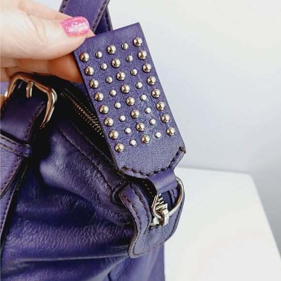 ESCADA Sport LG Buttery Leather Purple Double Strap Tote Shoulder Bag Satchel - Picture 11 of 12